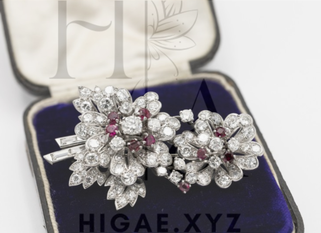 Diamond platinum brooch